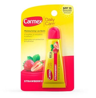 Лікувальний бальзам для гу  Carmex Strawberry Moisturizing Lip Balm Tube SPF 15   індивідуальна упаковка