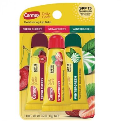 Набор бальзамов для губ Carmex 3-Pack: Tubes (Cherry, Strawberry, Wintergreen) SPF 15 10 г