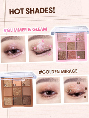 Палетка теней для век SHEGLAM 9-Pan Eyeshadow Palette Glimmer & Gleams
