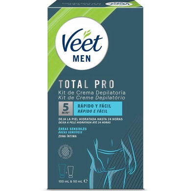 Чоловічий набір депіляції інтимних зон Veet Men Total Pro intima Kit de crema Depilaci&oacute;n, крем для видалення волосся 100 мл і бальзам після видалення волосся 50 мл